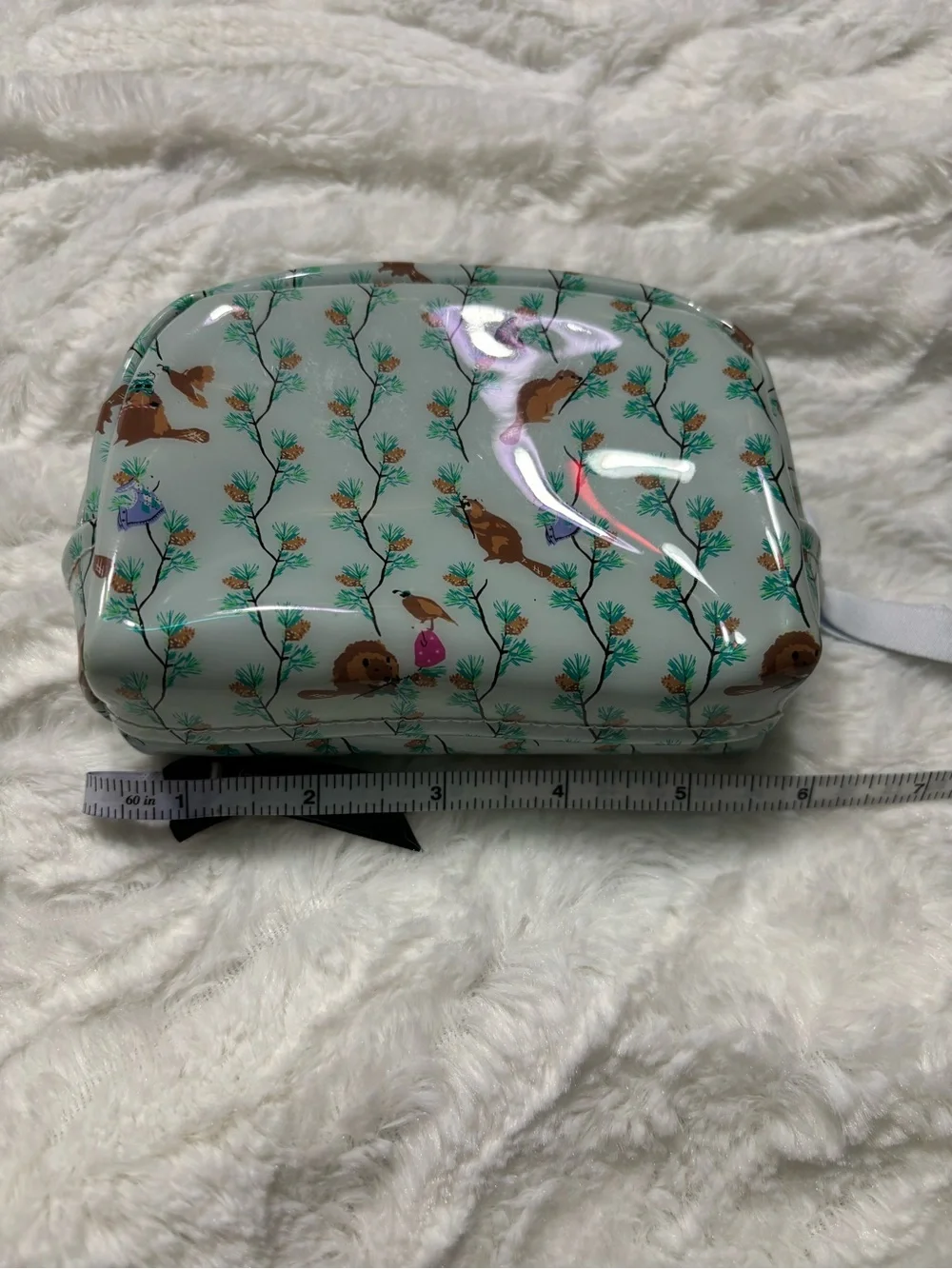 Vera Bradley Mini Dome Cosmetic Bag in Merry Mischief Pattern Beavers Woodland
